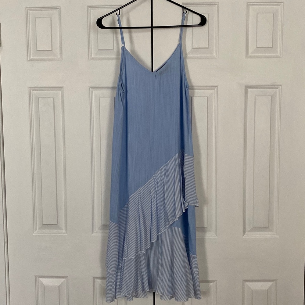 Linen Ruffle Midi Dress